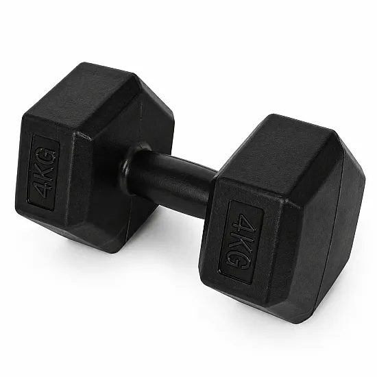 Sešstūraļu melno hantļu komplekts 2x4 kg MOVEPRO