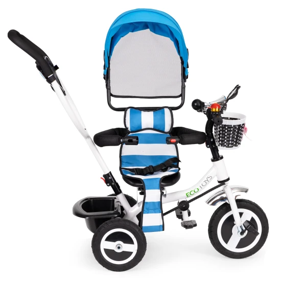 Zils trīsritenis ar jumtiņu Velosipēdi ECOTOYS