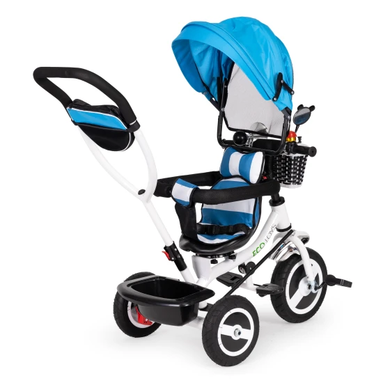 Zils trīsritenis ar jumtiņu Velosipēdi ECOTOYS