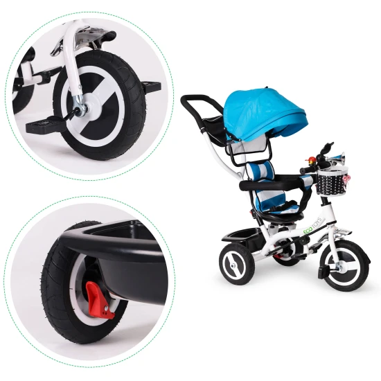 Zils trīsritenis ar jumtiņu Velosipēdi ECOTOYS