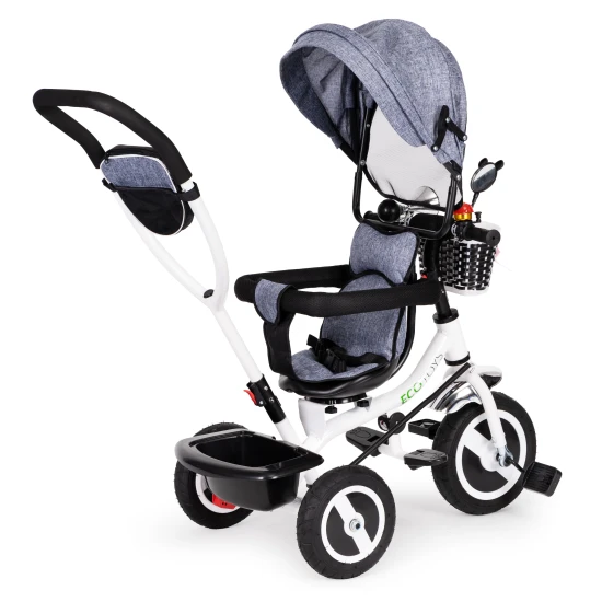 Pelēks trīsritenis ar jumtiņu Velosipēdi ECOTOYS