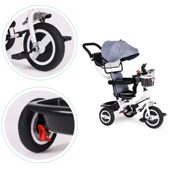 Pelēks trīsritenis ar jumtiņu Velosipēdi ECOTOYS