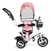 Tricycle rotating canopy durable rubber wheels pink