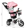 Tricycle rotating canopy durable rubber wheels pink