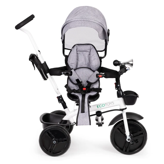 Pelēks trīsritenis ar jumtiņu Velosipēdi ECOTOYS