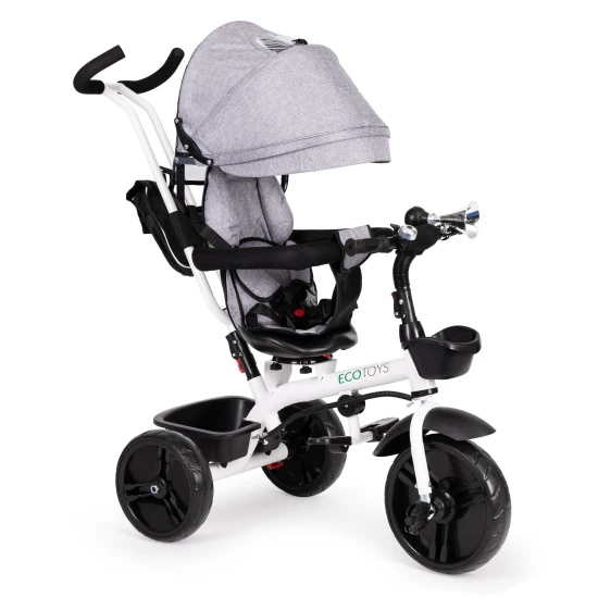Pelēks trīsritenis ar jumtiņu Velosipēdi ECOTOYS