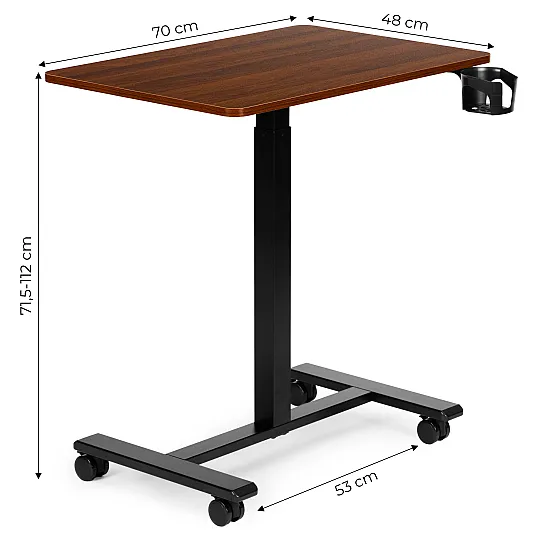 Pārvietojams brūns galds ar regulējamu augstumu, 70x48 cm, ModernHome