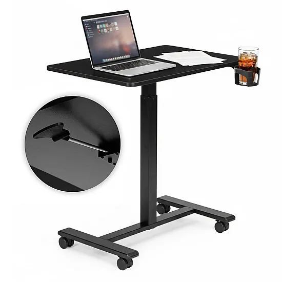 Pārvietojams melns regulējams galds 70x48 cm ModernHome