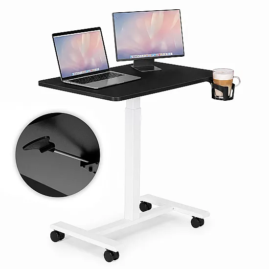 Melna, augstumā regulējama mobilā galda 70x48 cm, ModernHome