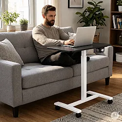 Melna, augstumā regulējama mobilā galda 70x48 cm, ModernHome