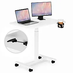 Balts mobilais galds ar regulējamu augstumu, 70 x 48 cm, ModernHome