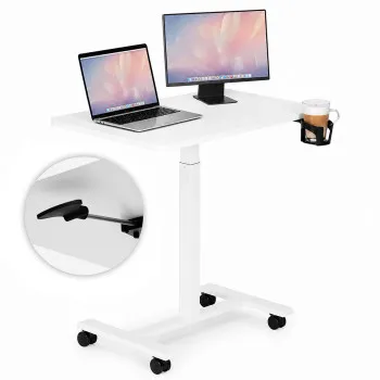 Balts mobilais galds ar regulējamu augstumu, 70 x 48 cm, ModernHome