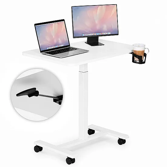 Balts mobilais galds ar regulējamu augstumu, 70 x 48 cm, ModernHome
