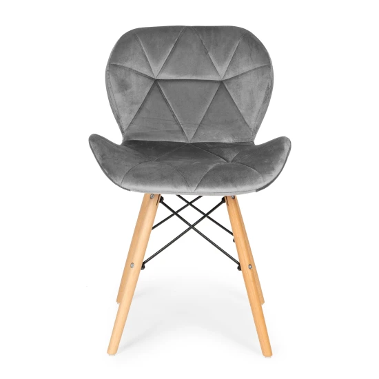 4 gab. pelēku samta krēslu komplekts ēdamistabai un viesistabai Krēsli un krēsli ModernHome