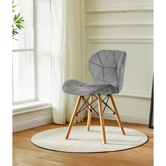 4 gab. pelēku samta krēslu komplekts ēdamistabai un viesistabai Krēsli un krēsli ModernHome