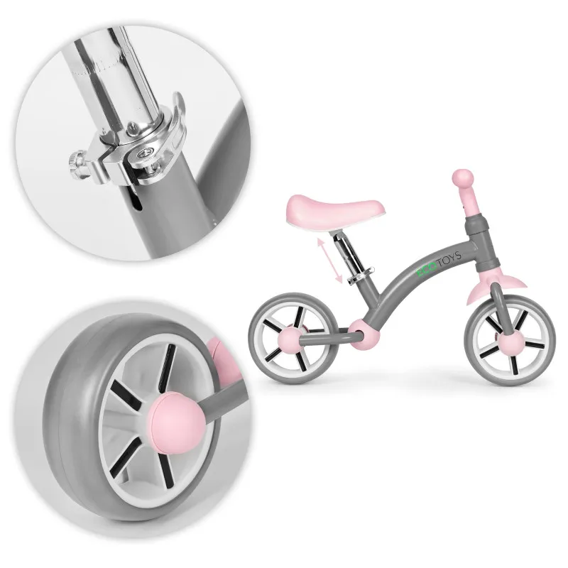 Bērnu pelēkais līdzsvara velosipēds Velosipēdi ECOTOYS