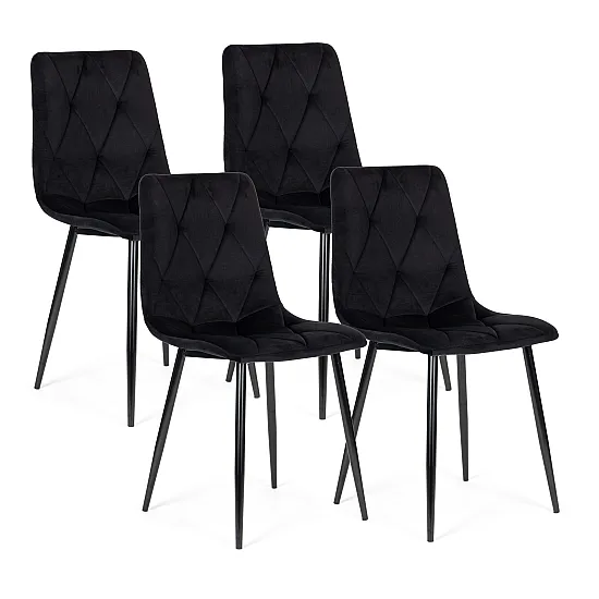 Melns 4 krēslu komplekts ēdamistabai un viesistabai Krēsli un krēsli ModernHome