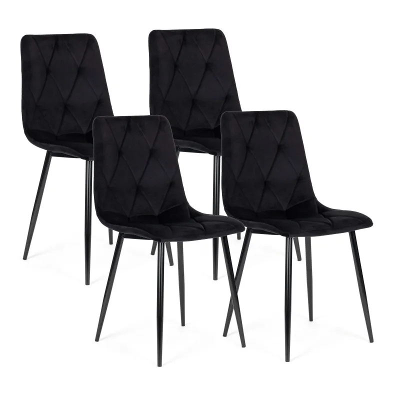 Melns 4 krēslu komplekts ēdamistabai un viesistabai Krēsli un krēsli ModernHome