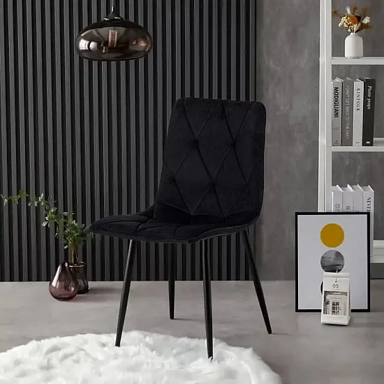 Melns 4 krēslu komplekts ēdamistabai un viesistabai Krēsli un krēsli ModernHome