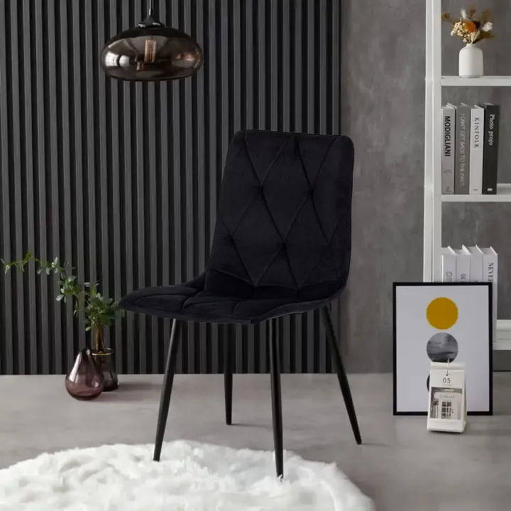 Melns 4 krēslu komplekts ēdamistabai un viesistabai Krēsli un krēsli ModernHome