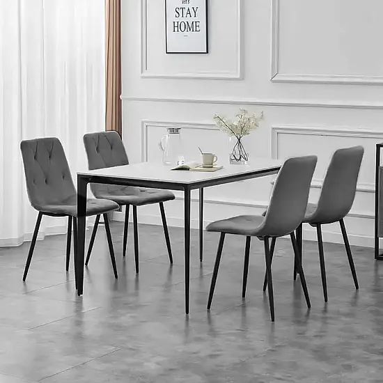 4 krēslu komplekts pelēkā krāsā ēdamistabai un viesistabai Krēsli un krēsli ModernHome