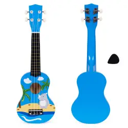 Bērnu koka zila ukulele