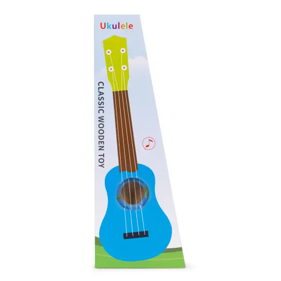 Bērnu koka zila ukulele Mūzikas instrumentai ECOTOYS