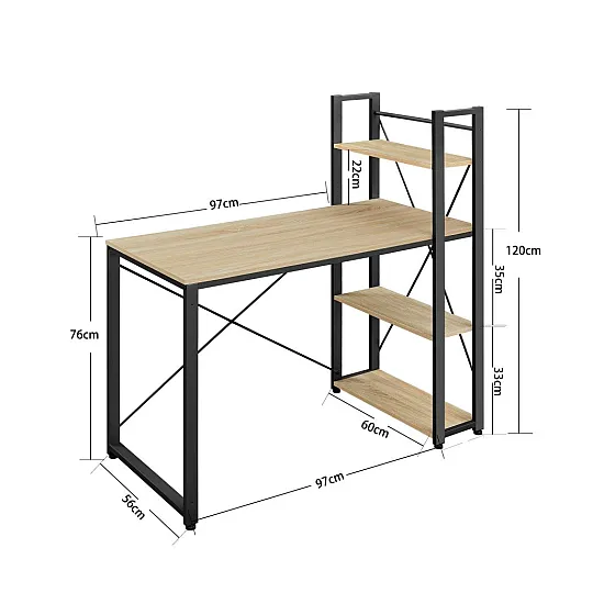 Modern computer desk with shelves