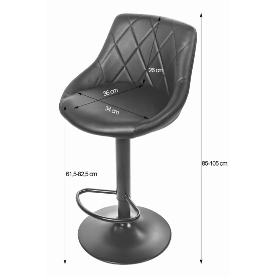 Melns mākslīgās ādas bāra krēsls ar augstuma regulēšanu Krēsli un krēsli LEOBERT