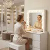 Tualetes galdiņš ar spoguli un LED apgaismojumu + taburete ModernHome