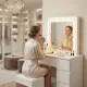 Tualetes galdiņš ar spoguli un LED apgaismojumu + taburete ModernHome