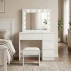 Tualetes galdiņš ar spoguli un LED apgaismojumu + taburete ModernHome
