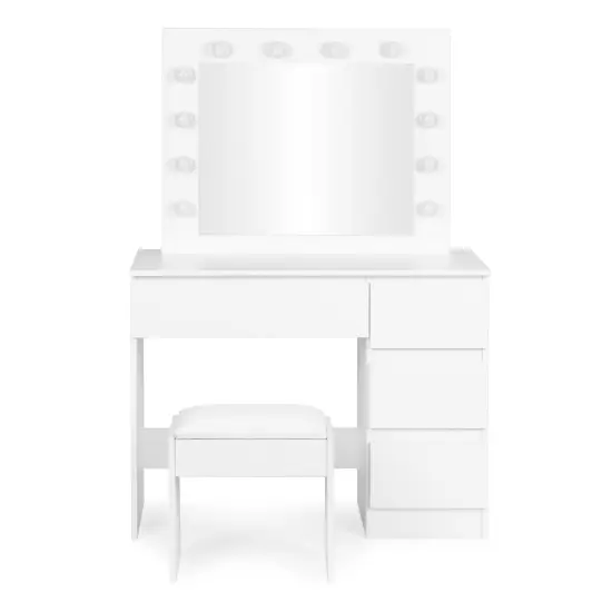 Tualetes galdiņš ar spoguli un LED apgaismojumu + taburete ModernHome