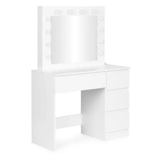 Tualetes galdiņš ar spoguli un LED apgaismojumu + taburete ModernHome