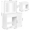 Tualetes galdiņš ar spoguli un LED apgaismojumu + taburete ModernHome