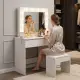 Tualetes galdiņš ar spoguli un LED apgaismojumu + taburete ModernHome
