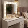 Tualetes galdiņš ar spoguli un LED apgaismojumu + taburete ModernHome