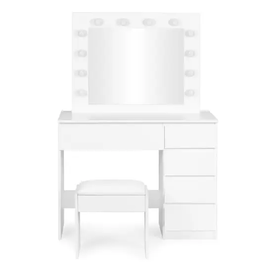 Tualetes galdiņš ar spoguli un LED apgaismojumu + taburete ModernHome