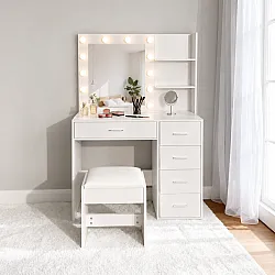 Kosmetikos staliukas su veidrodžiu ir LED apšvietimu ModernHome