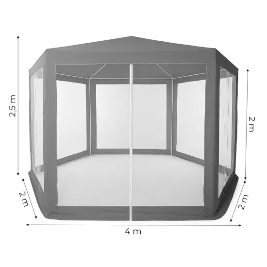 Pelēka dārza telts 2x2x2 m ar moskītu tīklu MultiGarden
