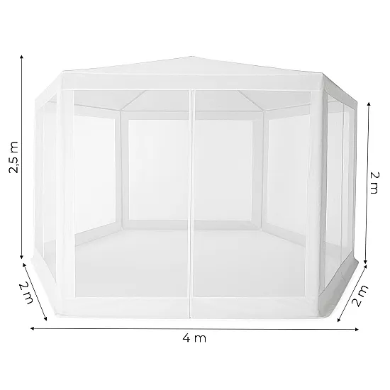 Balta dārza telts 2x2x2 m ar moskītu tīklu MultiGarden