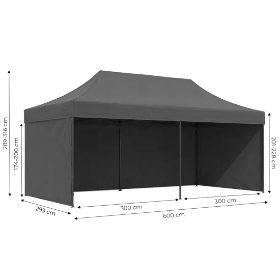 Automātiski montējama dārza lapene 3×6 m pelēka MultiGarden