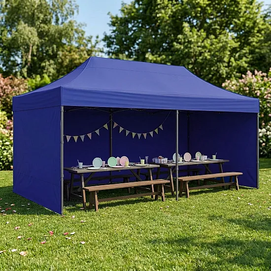Automātiski montējama dārza lapene 3×6 m zila MultiGarden