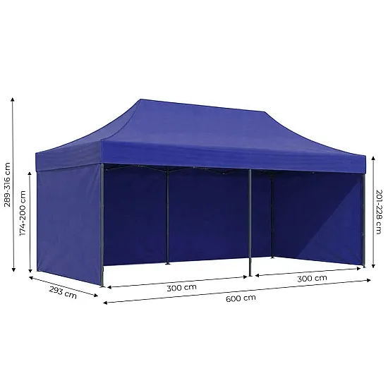 Automātiski montējama dārza lapene 3×6 m zila MultiGarden