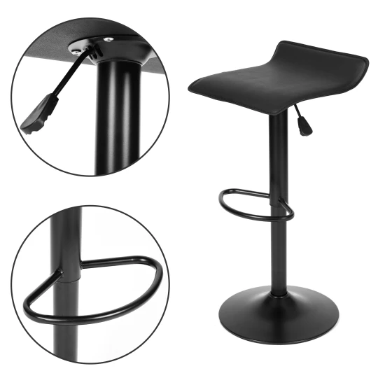 Pagriežams melns bāra krēsls no ekoloģiskās ādas Krēsli un krēsli ModernHome