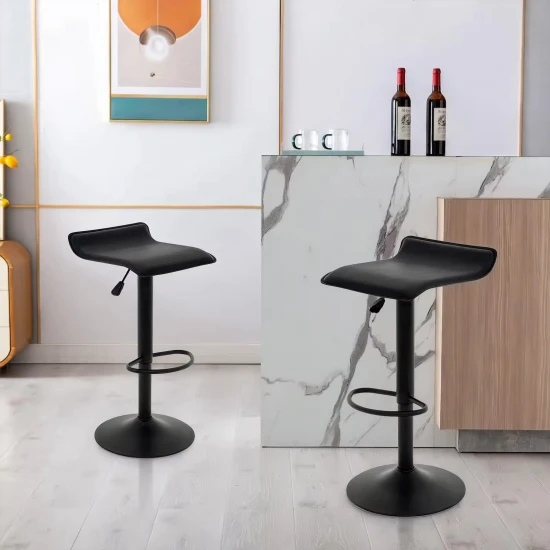 Pagriežams melns bāra krēsls no ekoloģiskās ādas Krēsli un krēsli ModernHome