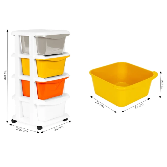 Skatuļu organizētājs ar 4 izvelkamām kastēm Bērnu mēbeles ModernHome