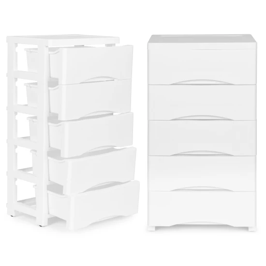 5 plauktu balta kumode Bērnu mēbeles ModernHome