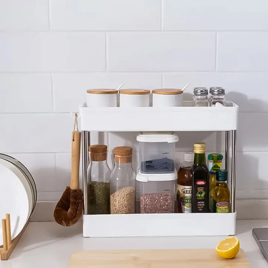 Balta plastmasas vannas istabas plaukts ar 4 plauktiem un riteņiem Plaukti ModernHome