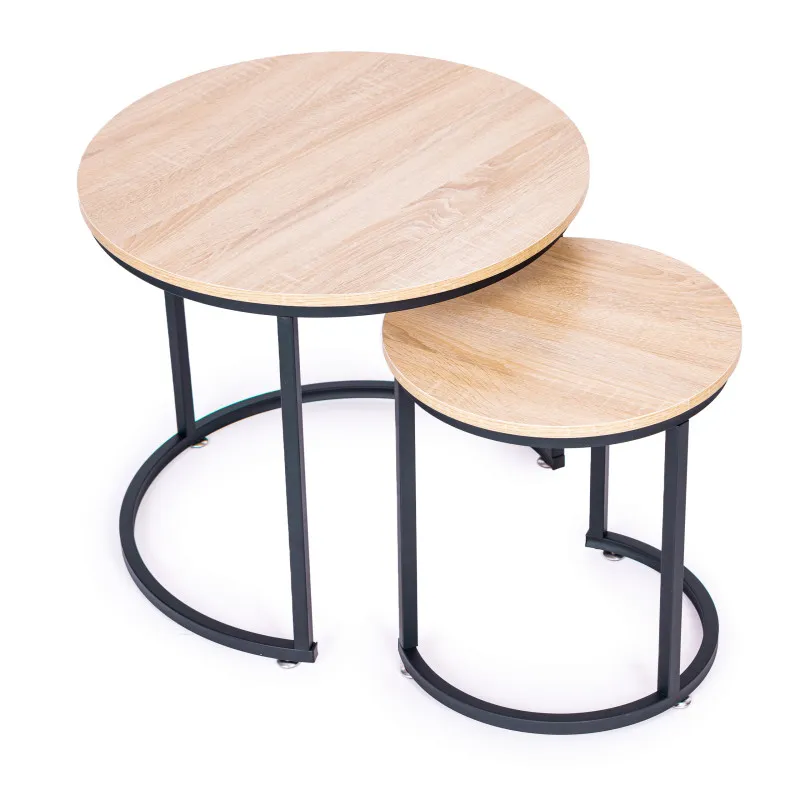 Set of 2 coffee tables round loft design ModernHome